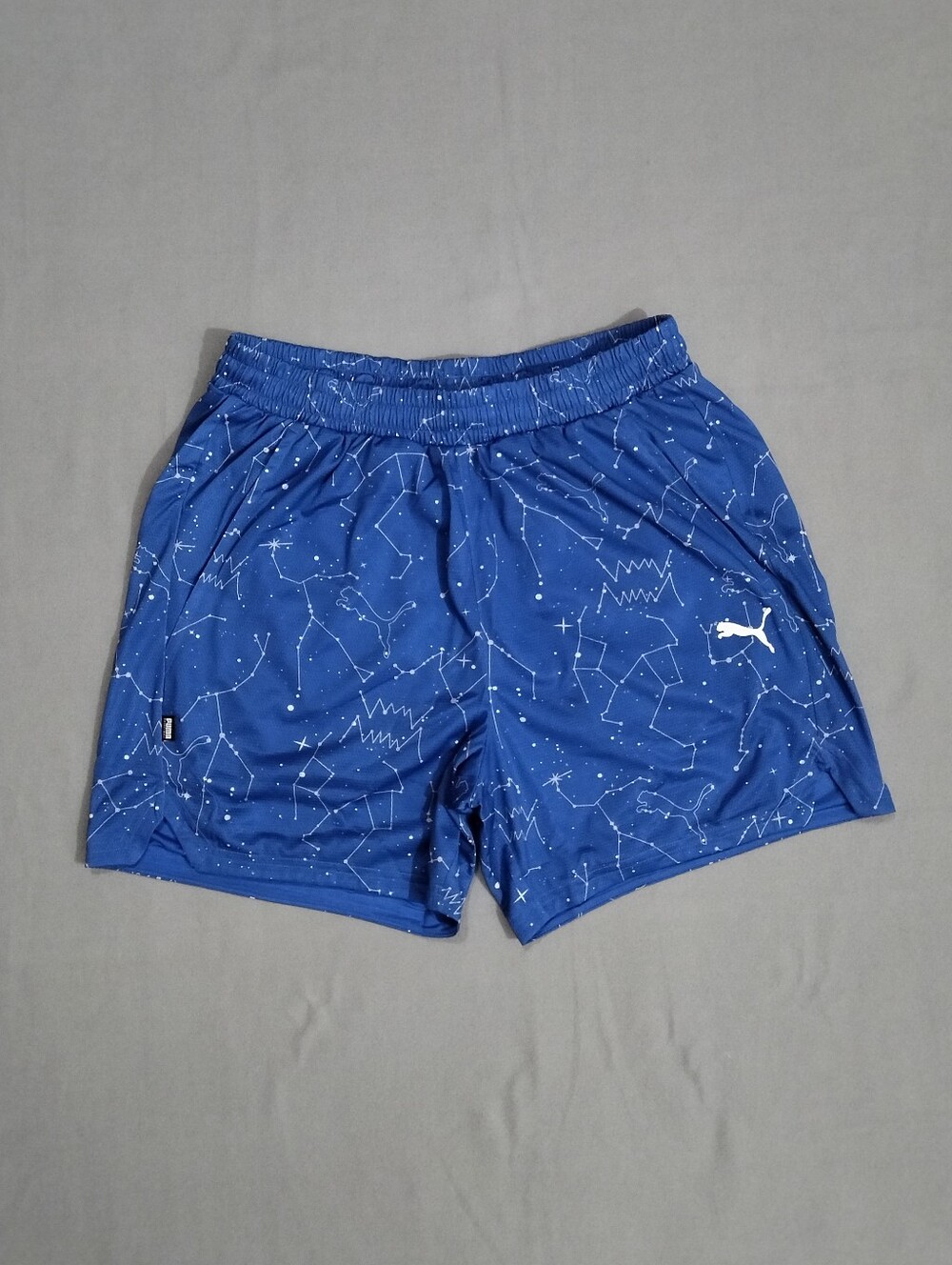 Puma Hoopaverse AOP 6" Inseam Mesh Basketball Shorts Men's Size Large Blue NWT